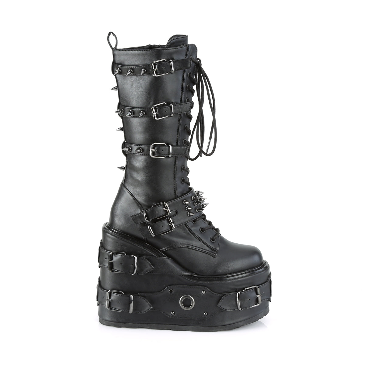 SWING-327 Black Vegan Leather Mid-Calf Boot Demonia