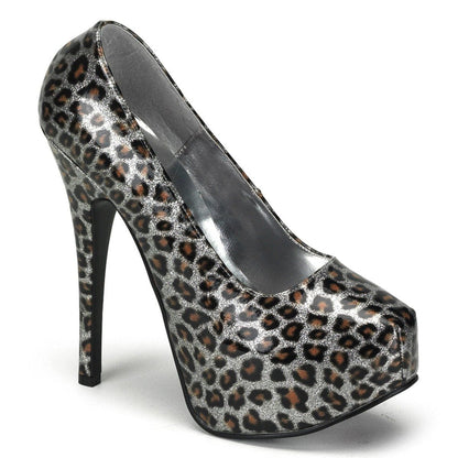 TEEZE-37 Silver Cheetah Patent Bordello
