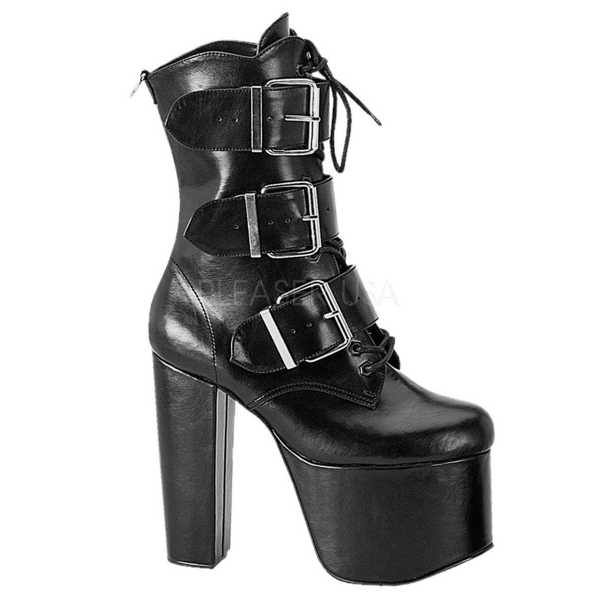 TORMENT-703 Black Vegan Leather Ankle Boot Demonia