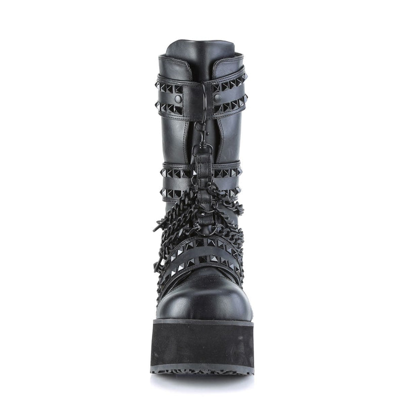 TRASHVILLE-138 Black Vegan Leather Mid-Calf Boot Demonia US Size (Unisex/Men's): 4