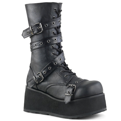 TRASHVILLE-205 Black Vegan Leather Calf Boot Demonia