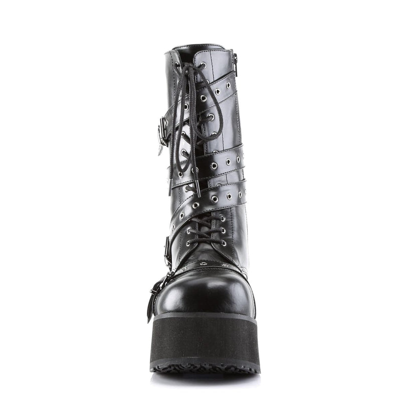 TRASHVILLE-205 Black Vegan Leather Calf Boot Demonia US Size (Unisex/Men's): 4