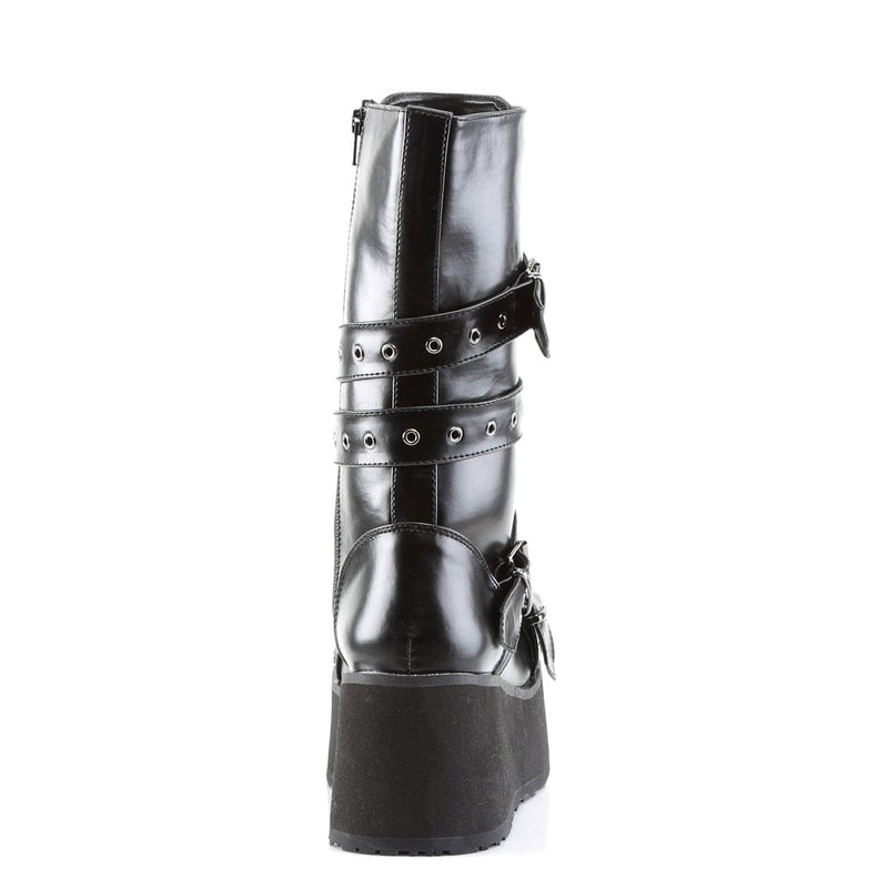 TRASHVILLE-205 Black Vegan Leather Calf Boot Demonia US Size (Unisex/Men's): 4