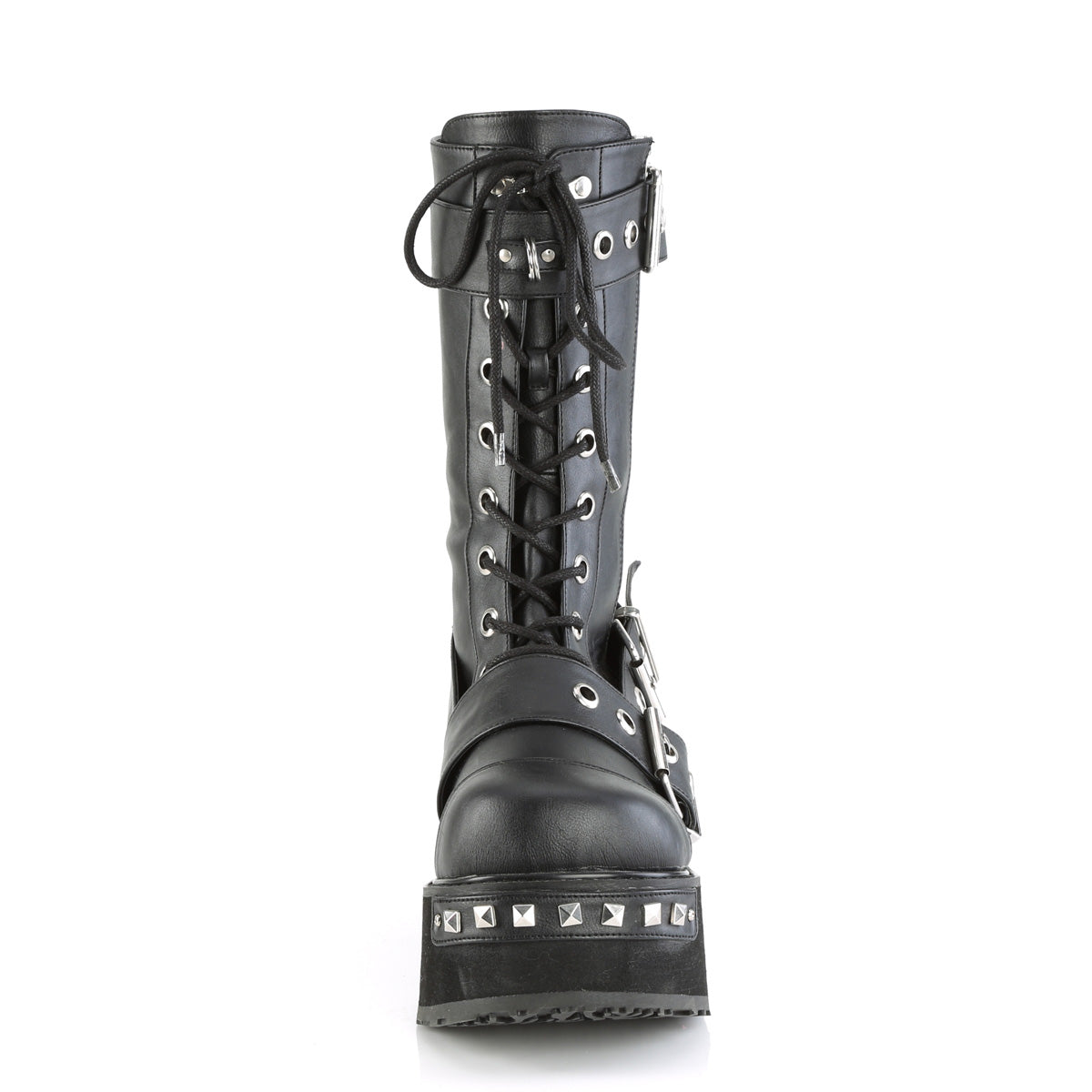 TRASHVILLE-250 Black Vegan Leather Mid-Calf Boot Demonia