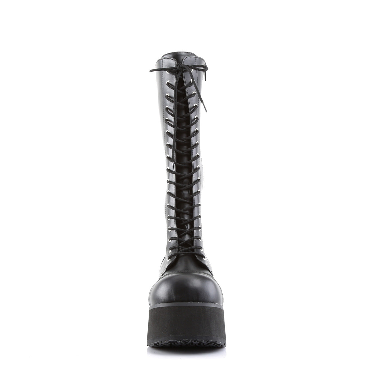 TRASHVILLE-502 Black Vegan Leather Knee Boot Demonia