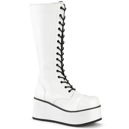 TRASHVILLE-502 White Vegan Leather Knee Boot Demonia