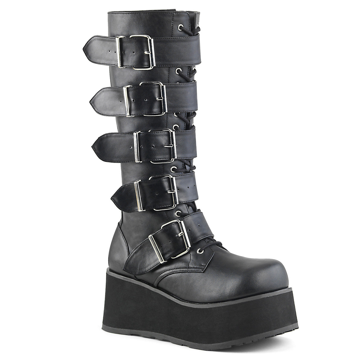 TRASHVILLE-518 Black Vegan Leather Knee Boot Demonia