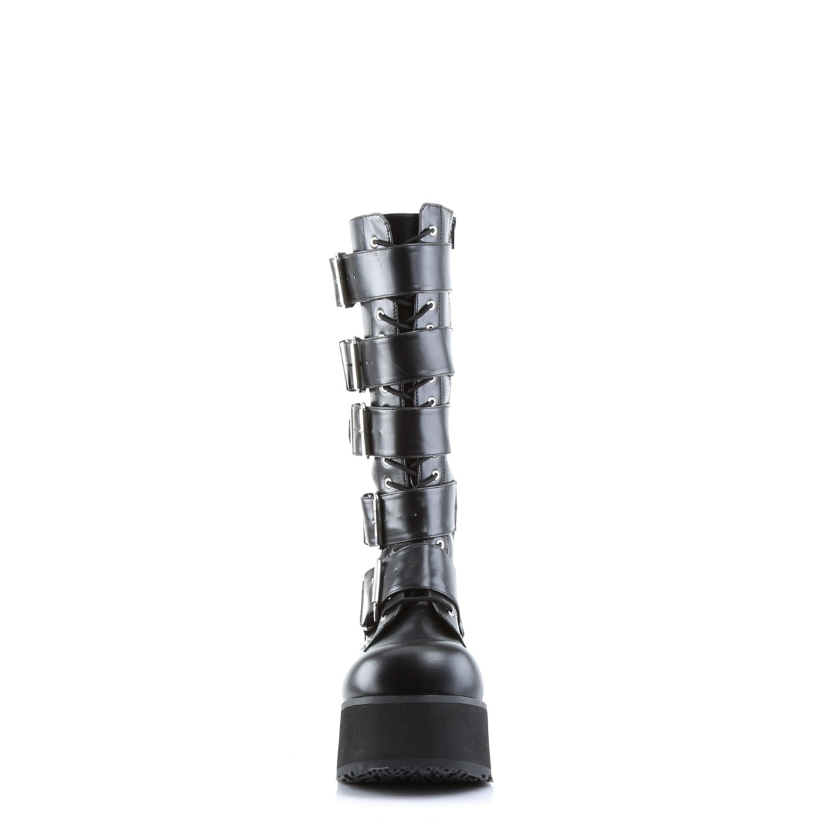 TRASHVILLE-518 Black Vegan Leather Knee Boot Demonia