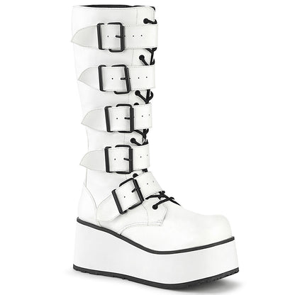 TRASHVILLE-518 White Vegan Leather Knee Boot Demonia