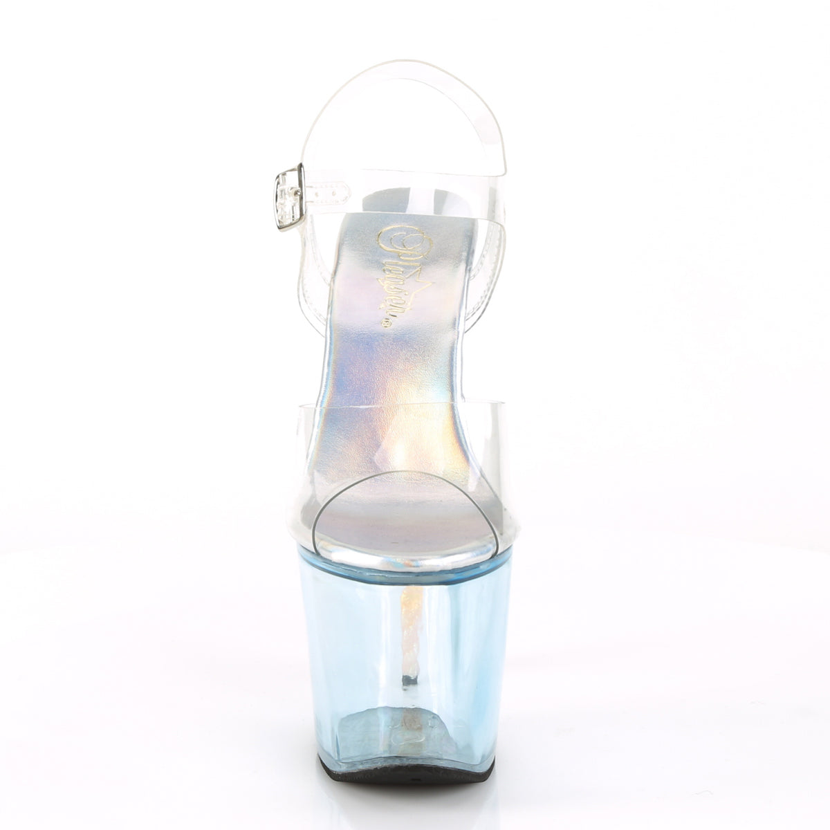 UNICORN-708T Clear/Baby Blue Tinted Platform Sandal Pleaser