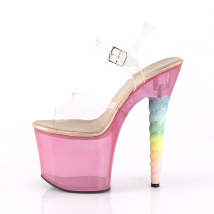 UNICORN-708T Clear/Bubble Gum Pink Tinted Platform Sandal Pleaser