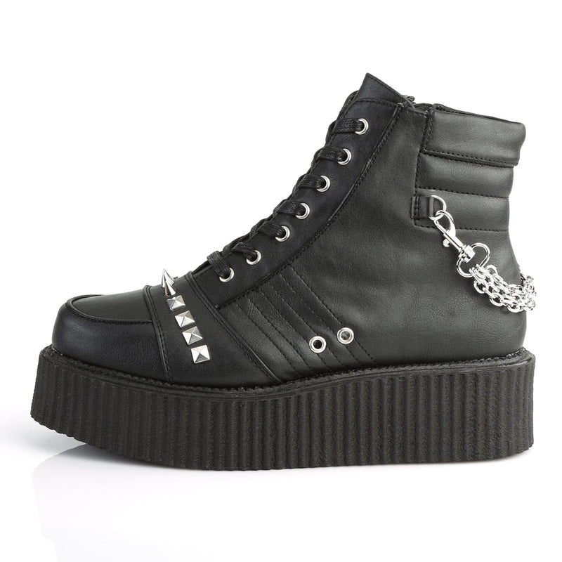 V-CREEPER-565 Black Vegan Leather Ankle Boot Demonia US Size (Unisex/Men's): 4