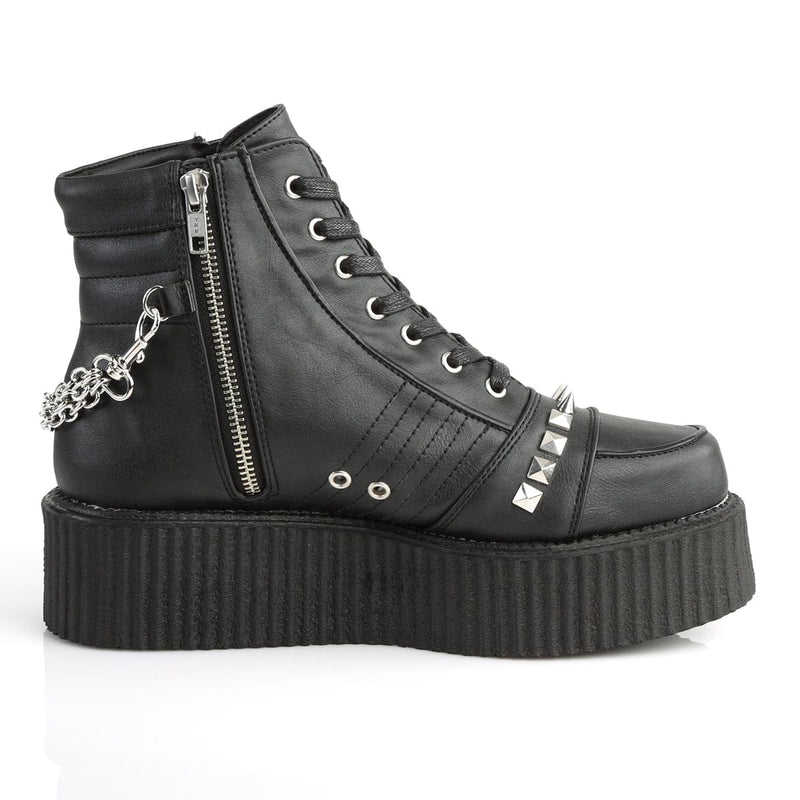 V-CREEPER-565 Black Vegan Leather Ankle Boot Demonia US Size (Unisex/Men's): 4