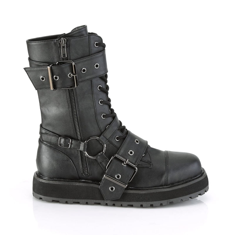 VALOR-220 Black Vegan Leather Mid-Calf Boot Demonia US Size (Unisex/Men's): 4