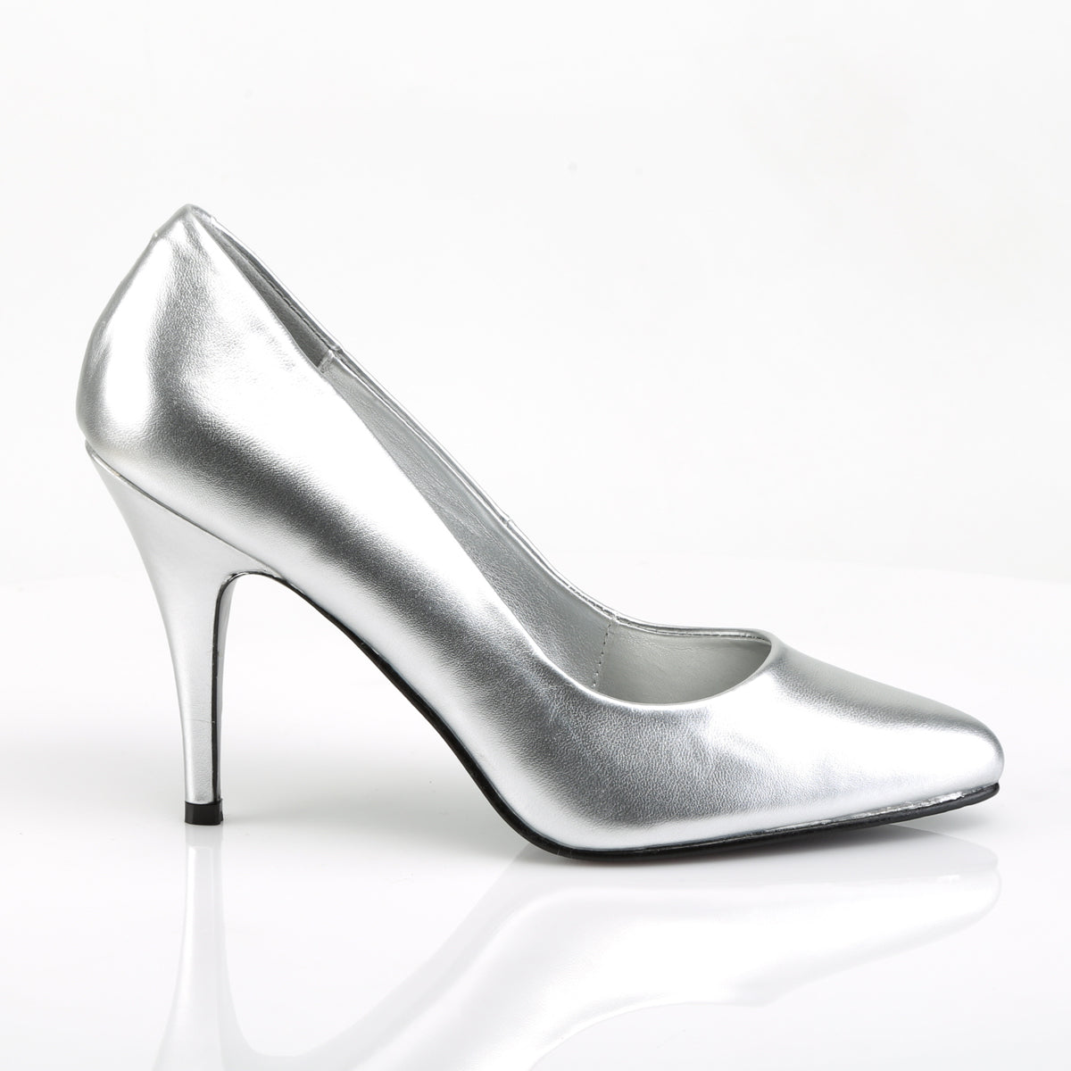 VANITY-420 Silver Faux Leather Pump Pleaser