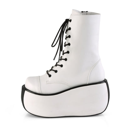 VIOLET-120 White Vegan Leather Ankle Boot Demonia