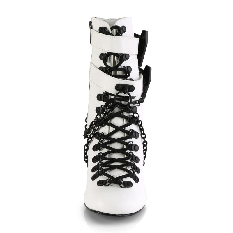 VIVIKA-128 White Vegan Leather Ankle Boot Demonia US Size (Women's): 6