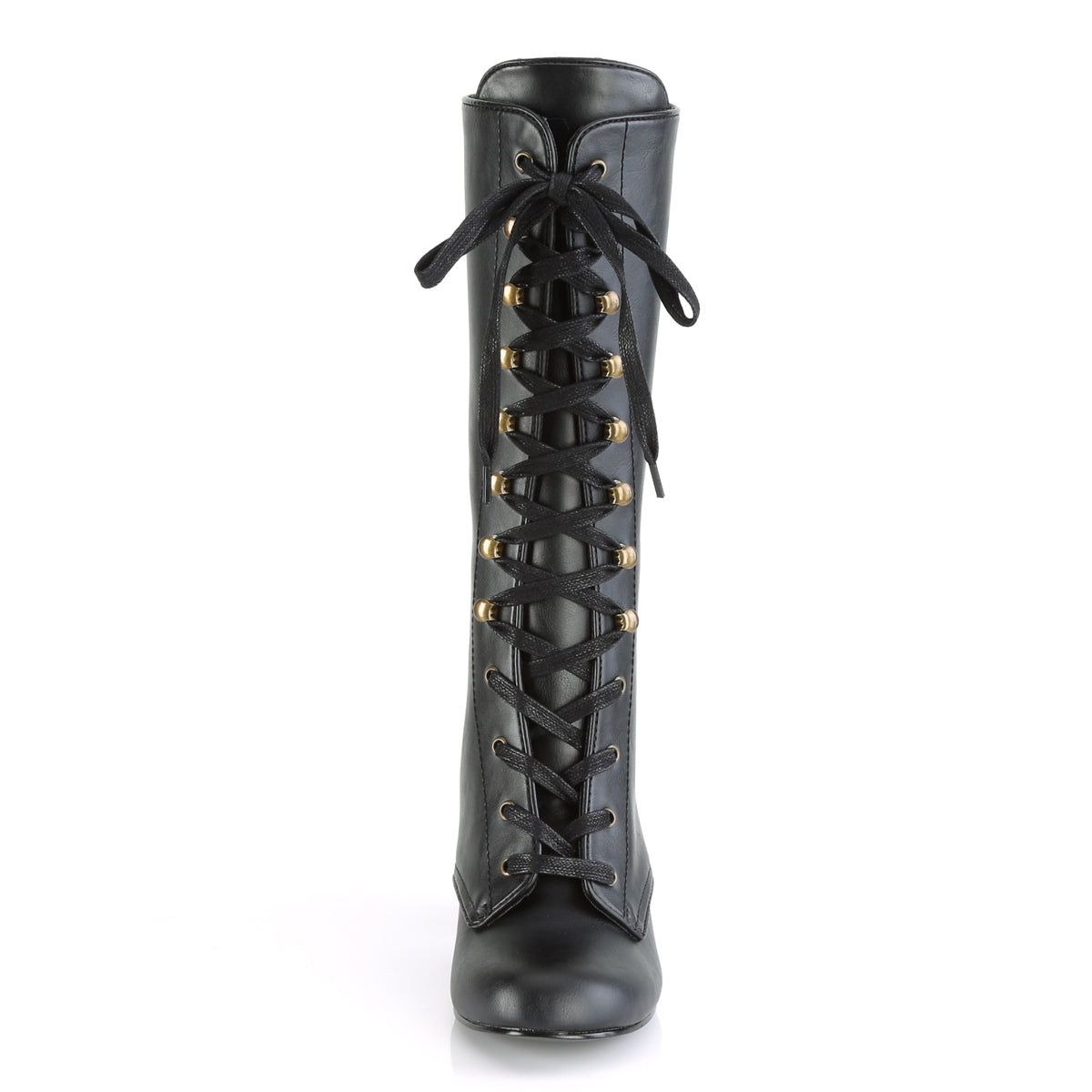 VIVIKA-205 Black Vegan Leather Mid-Calf Boot Demonia