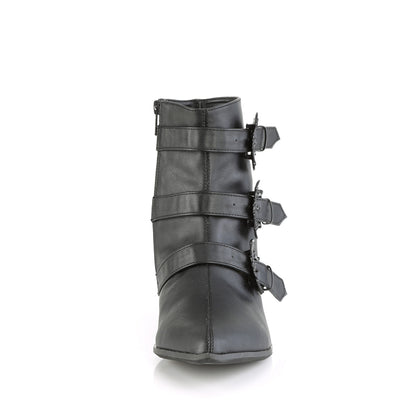WARLOCK-50-B Black Vegan Leather Ankle Boot Demonia