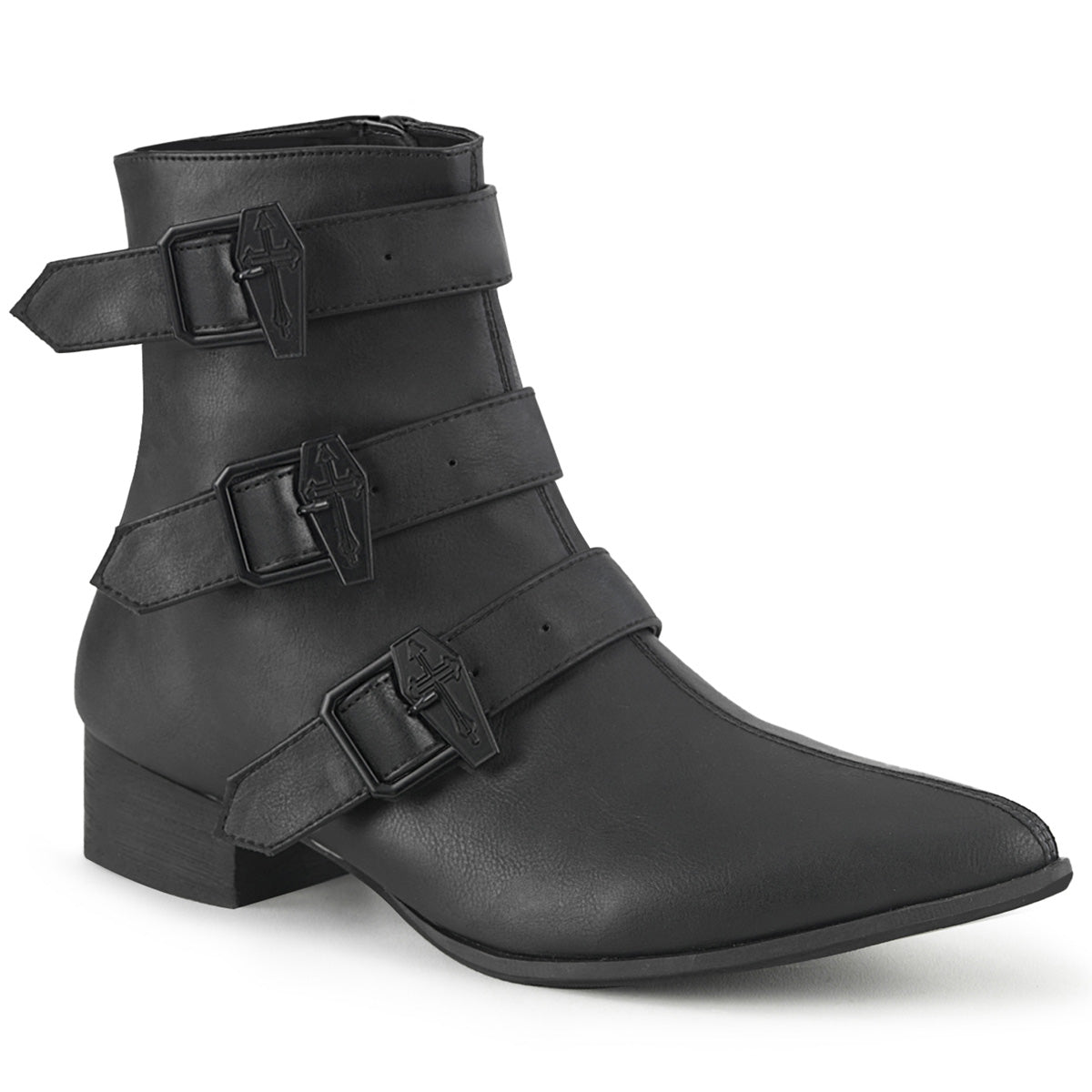 WARLOCK-50-C Black Vegan Leather Ankle Boot Demonia