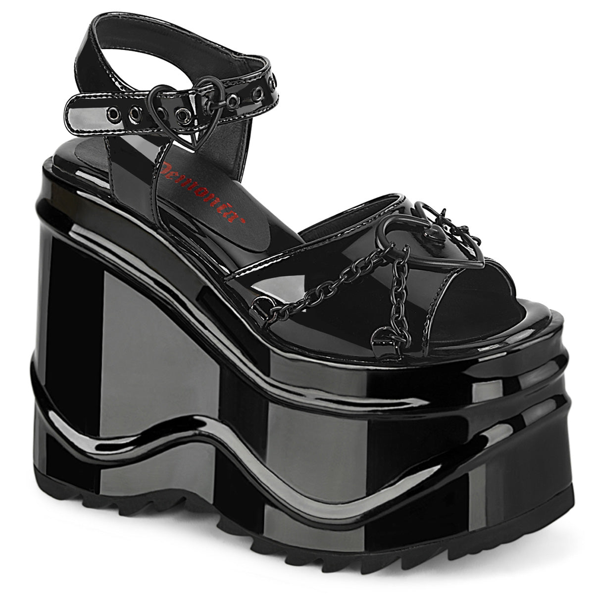 WAVE-09 Black Patent Sandal Demonia