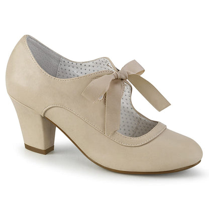WIGGLE-32 Beige Faux Leather Pin Up Couture