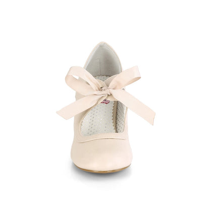 WIGGLE-32 Beige Faux Leather Pin Up Couture