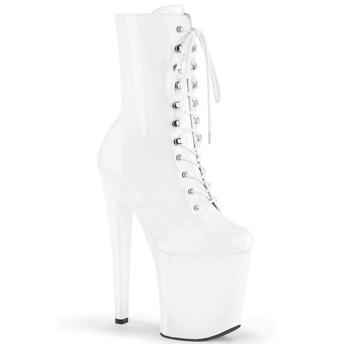 XTREME-1020 White Patent/White Ankle Boot Pleaser