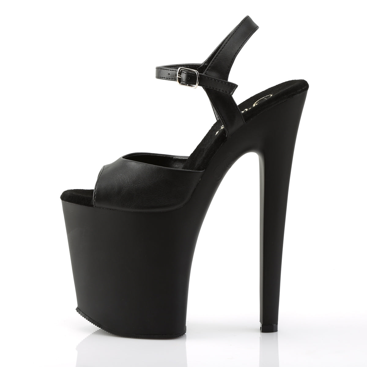 XTREME-809 Black Faux Leather Platform Sandal Pleaser
