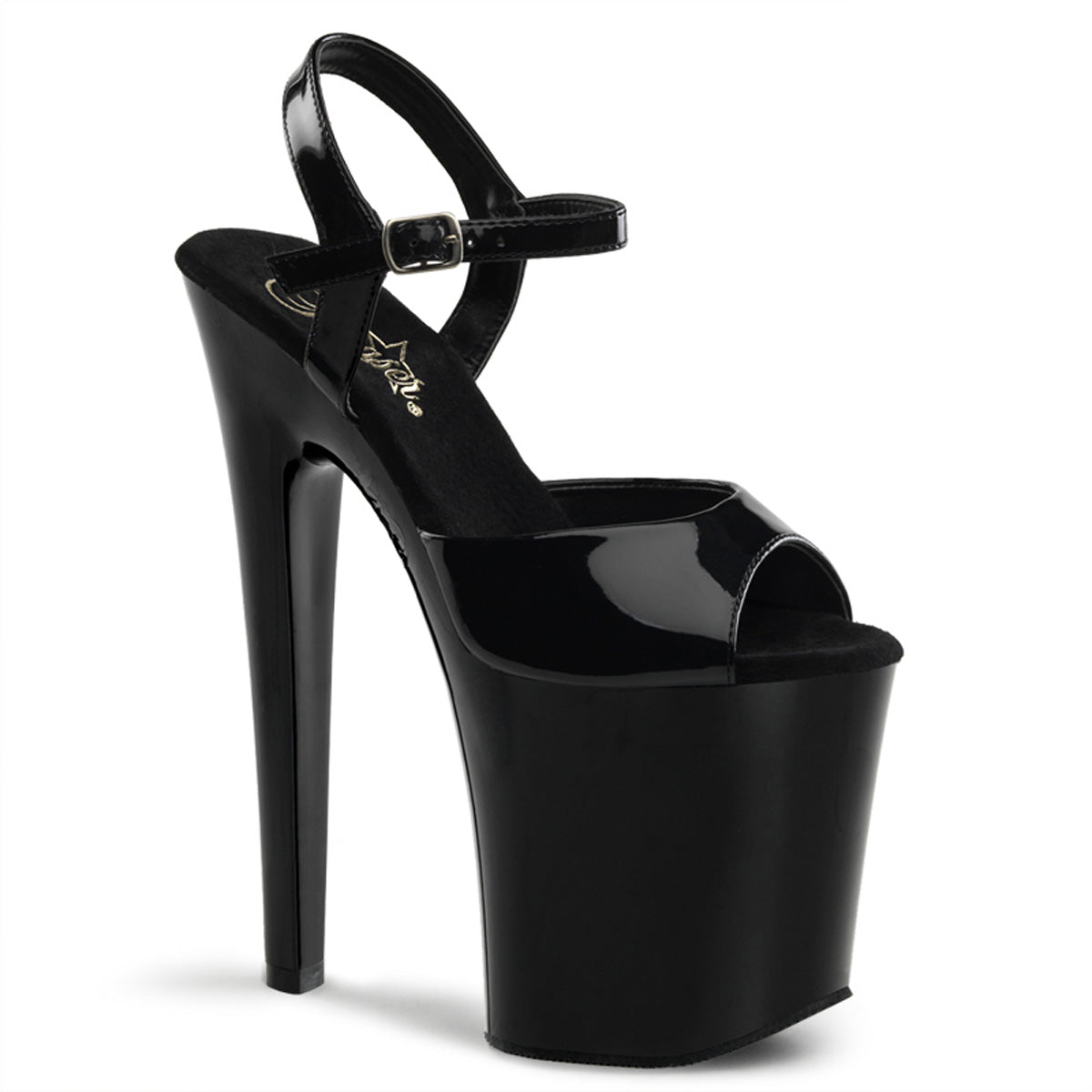 XTREME-809 Black Patent Platform Sandal Pleaser