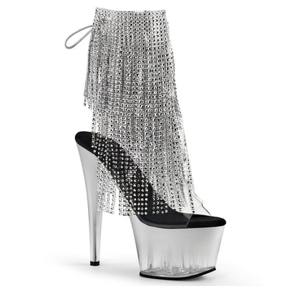 ADORE-1017RSFT Clear-Silver/Silver Ankle Boot