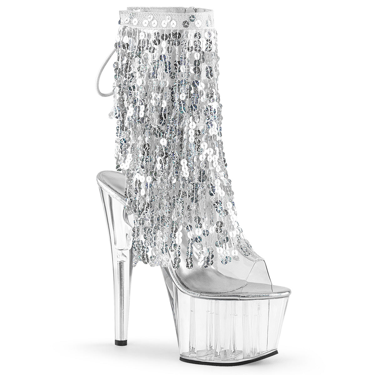 ADORE-1017SQF Clear-Sliver Holo/Clear Ankle Boot