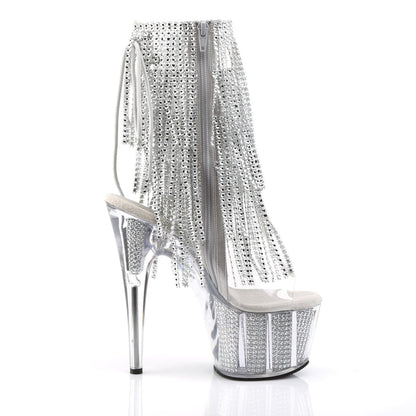 ADORE-1017SRS Clear-Silver Rhinestone/Silver SRS Ankle Boot