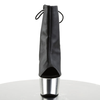 ADORE-1018 Black Faux Leather/Silver Chrome