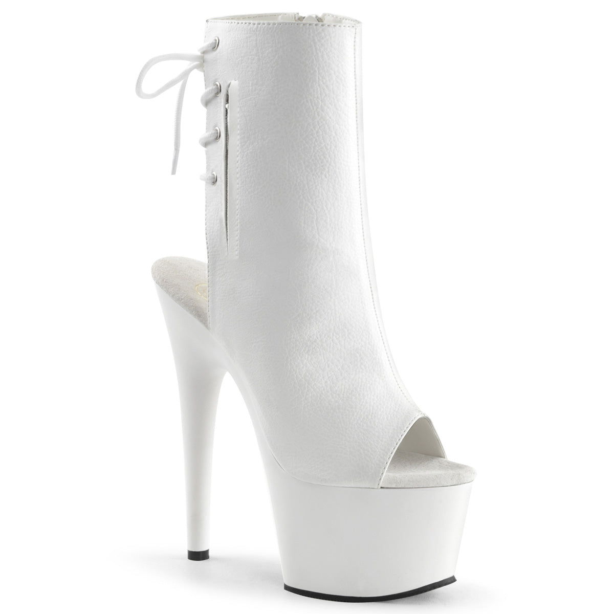 ADORE-1018 White Faux Leather Ankle Boot