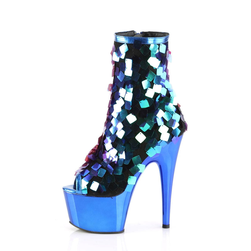 ADORE-1031SSQ Iri.Green Sequins-R.Blue MetPu/R.BlueChrome Ankle Boot Pleaser US Size (Women's): 5