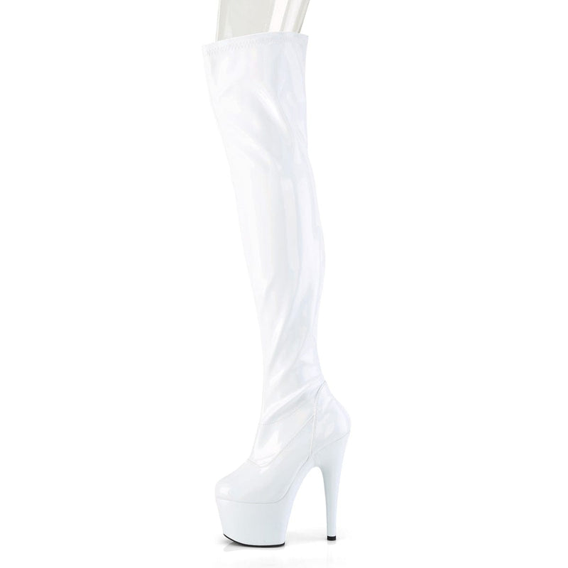 ADORE-3000HWR White Stretch Hologram/White Hologram Thigh Boot Pleaser US Size (Women's): 5