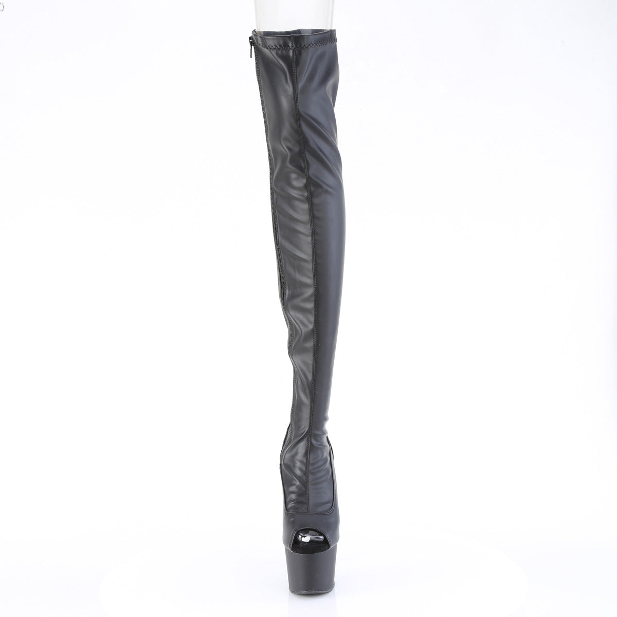 ADORE-3011 Black Stretch Faux Leather/Black Matte