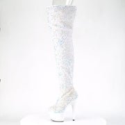 ADORE-3020 White Multi Sequins/White Boot Pleaser US Size (Women's): 5