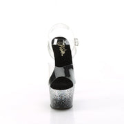 ADORE-708SS Clear/Black-Silver Multi Glitter Pleaser US Size (Women's): 5