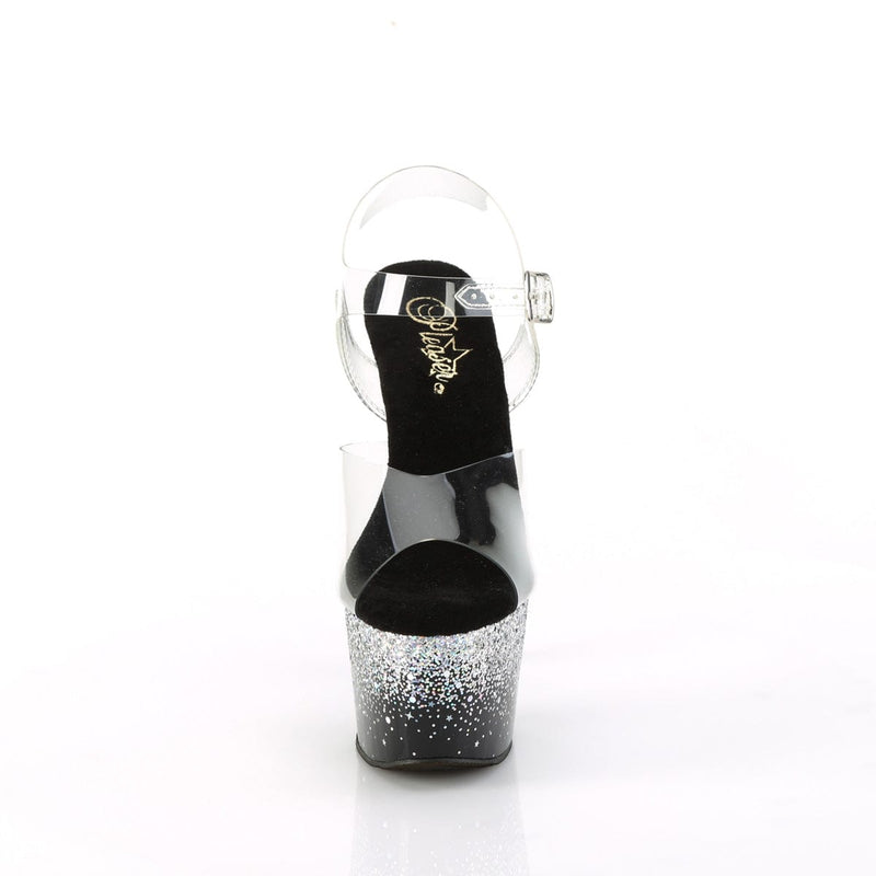 ADORE-708SS Clear/Black-Silver Multi Glitter Pleaser US Size (Women's): 5
