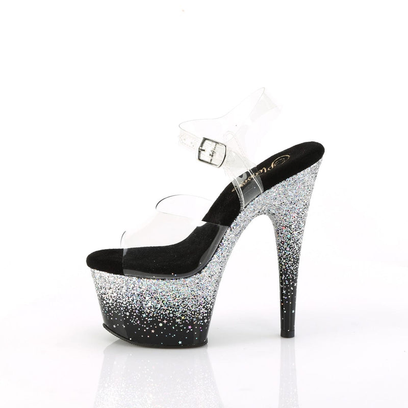 ADORE-708SS Clear/Black-Silver Multi Glitter Pleaser US Size (Women's): 5