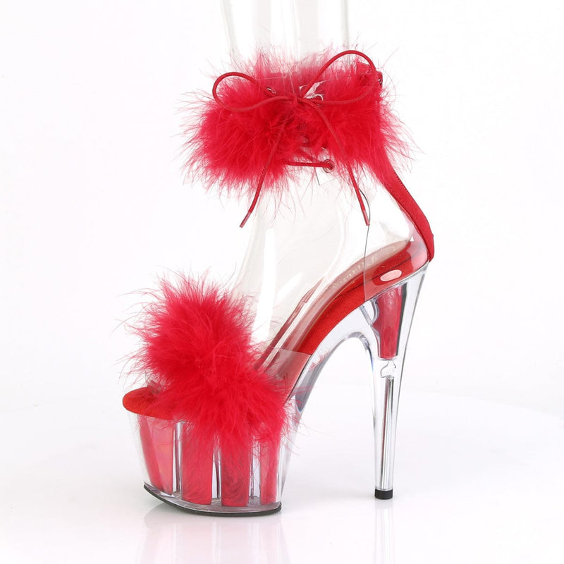 ADORE-724F Clear-Red Fur/Red Fur Platform Sandal Pleaser US Size (Women's): 5