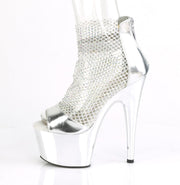 ADORE-765RM Silver Metallic Pu-Rhinestones Mesh/Silver Chrome Platform Sandal Pleaser US Size (Women's): 5