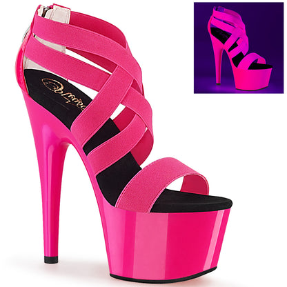 ADORE-769UV Neon Hot Pink Elastic Band-Patent/Neon Hot Pink Platform Sandal