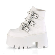 ASHES-55 White Vegan Leather Ankle Boot Demonia US Size (Women's): 6
