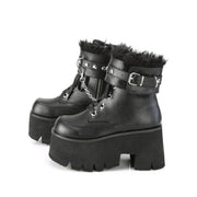 ASHES-57 Black Vegan Leather Ankle Boot Demonia US Size (Women's): 6