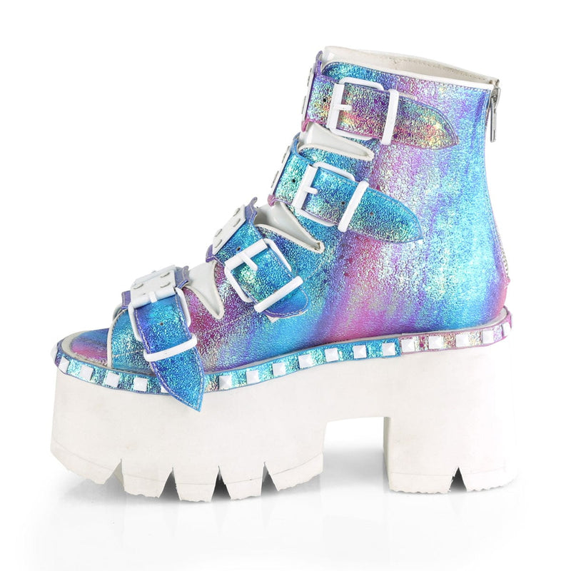 ASHES-70 Purple Multi Iridescent Vegan Leather Ankle Boot Demonia US Size (Women's): 6