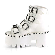 ASHES-70 White Vegan Leather Ankle Boot Demonia US Size (Women's): 6