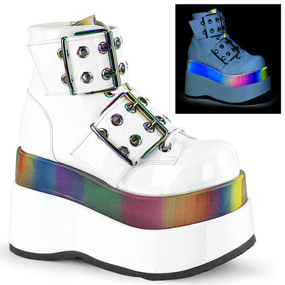 BEAR-104 White Patent-Rainbow Reflective Ankle Boot